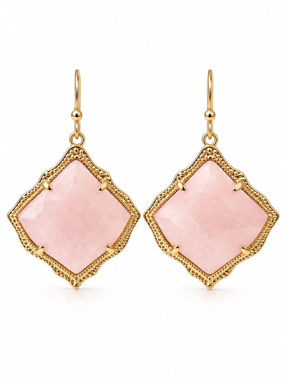 Kendra Scott Kirsten Gold in Rose Quartz Drops Earrings